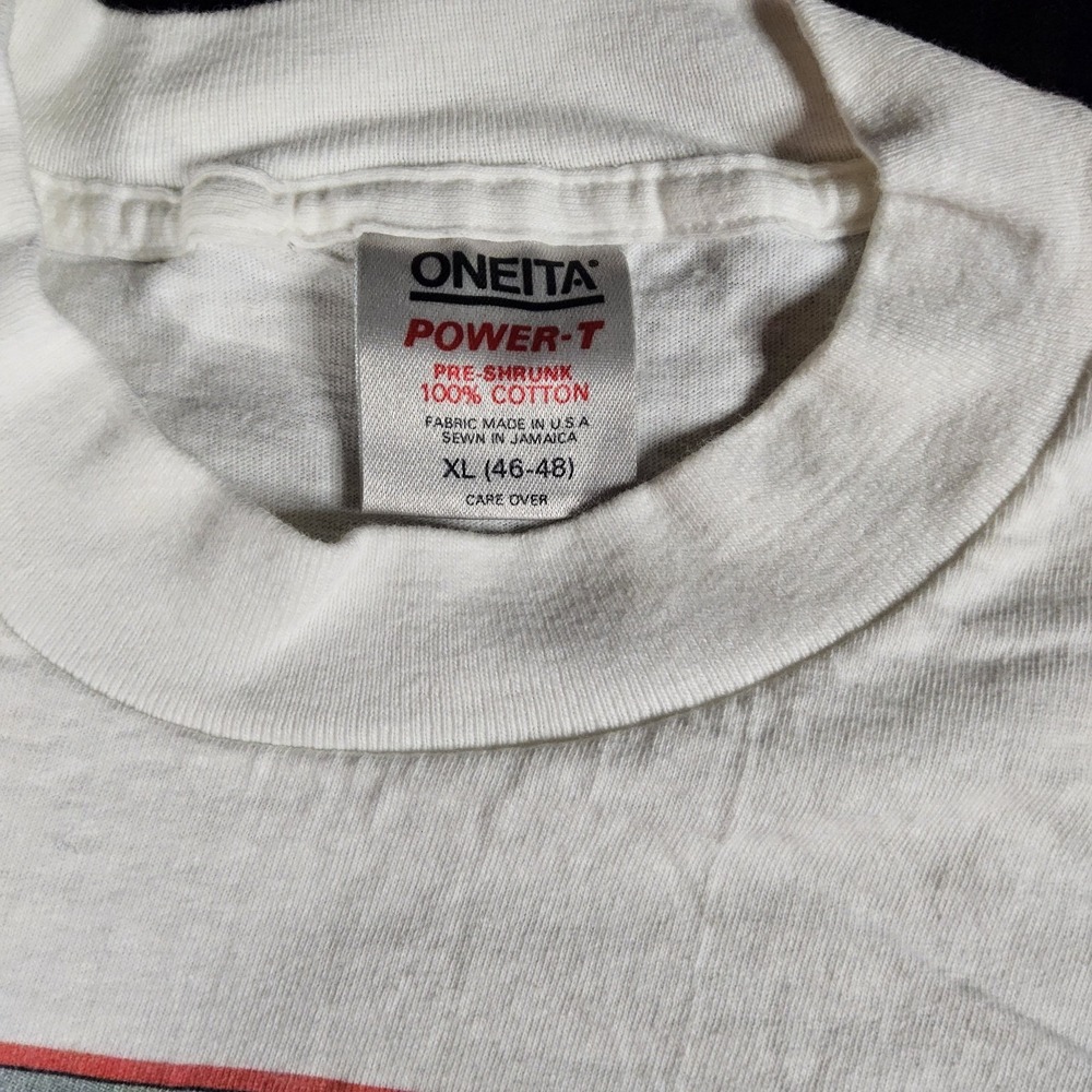 Vintage 1990 Sail Away Mystic CT T-Shirt Oneita Power-T XL White Nautical Yacht - Picture 3 of 7